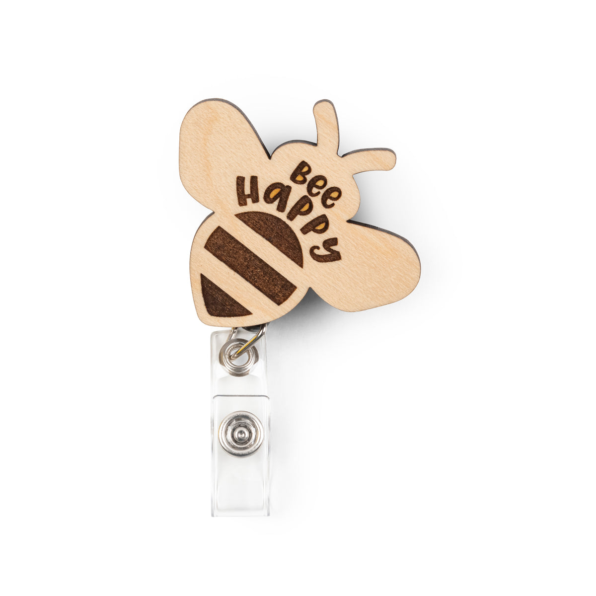 Bee Happy Wooden Badge Reel