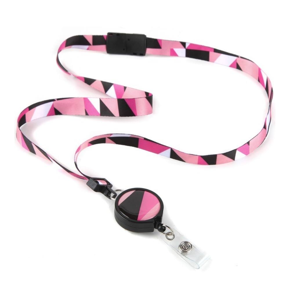 Color Block Lanyard with Badge Reel