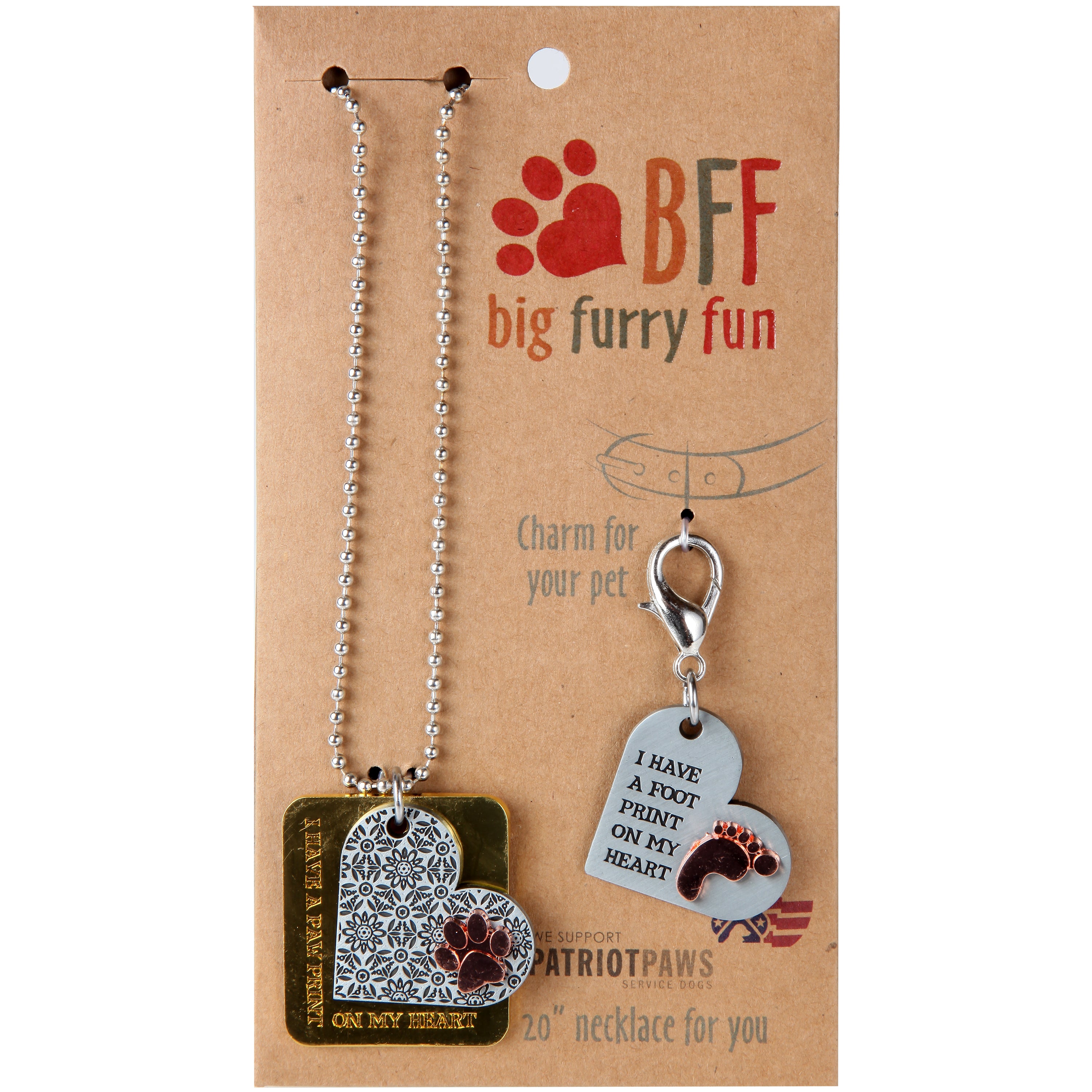 Paw Print Necklace & Charm Set
