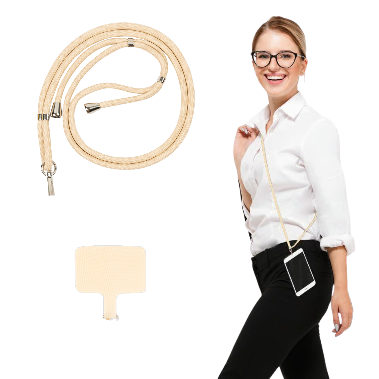 Beige Crossbody Phone Holder
