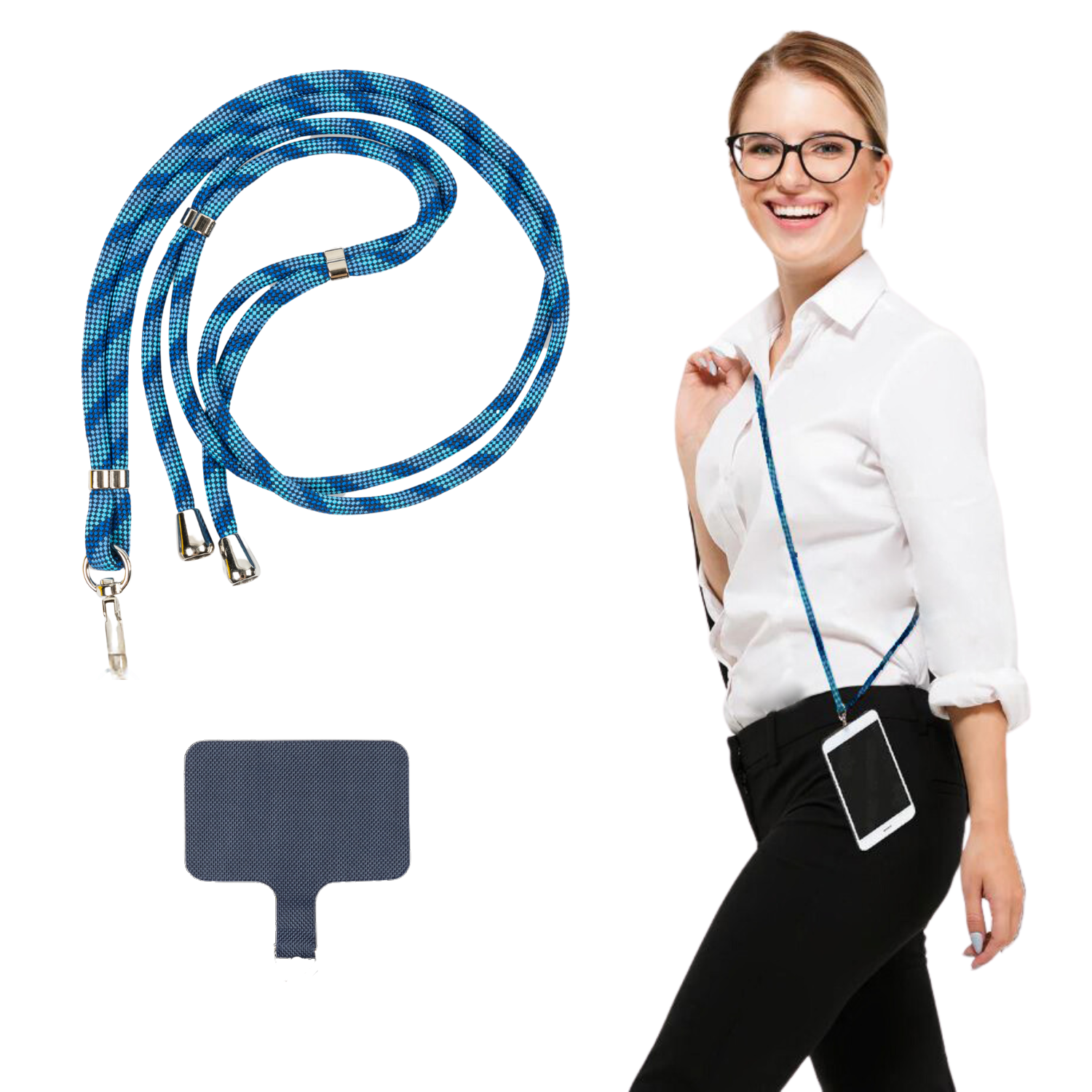 Blue Multi Crossbody Phone Holder