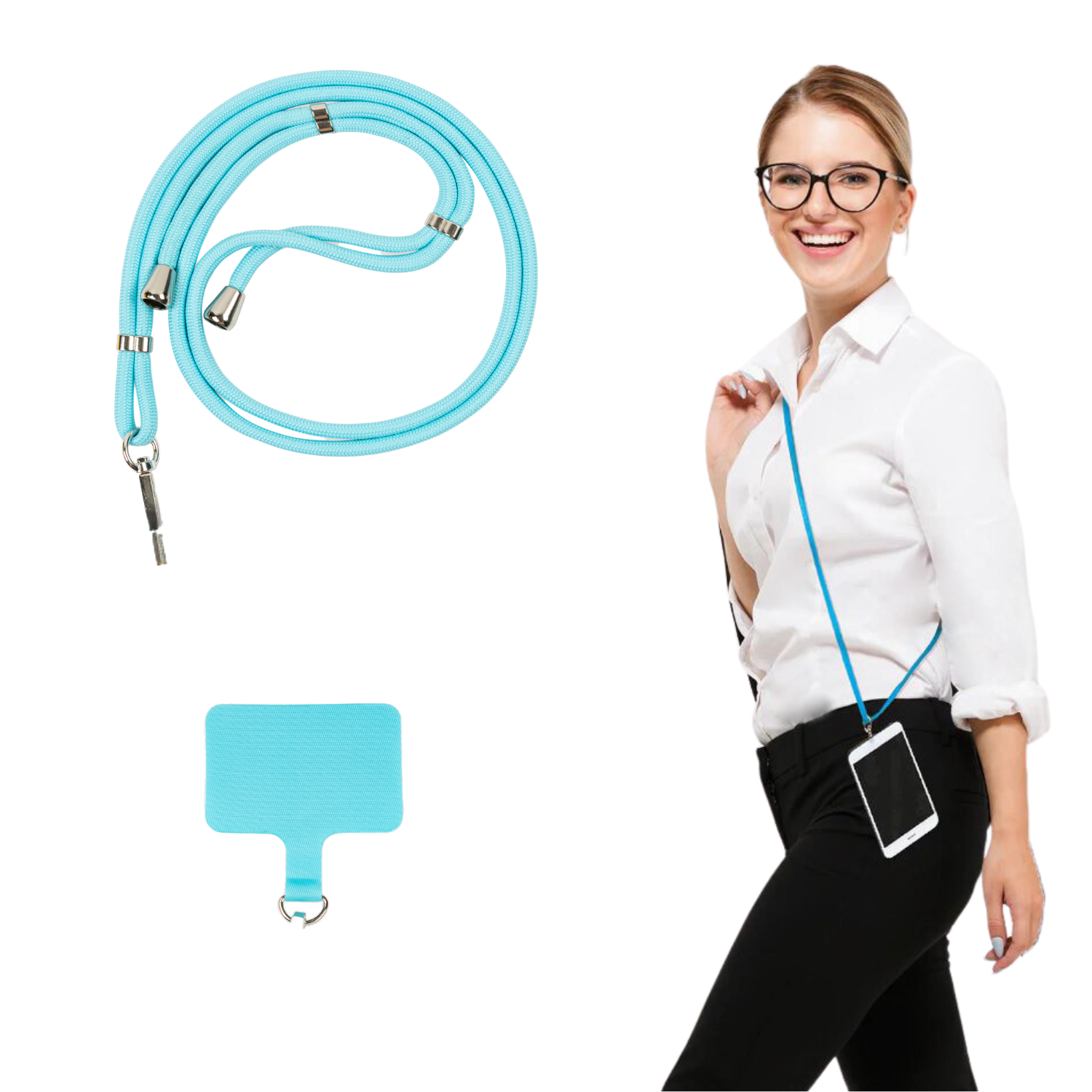 Light Blue Crossbody Phone Holder