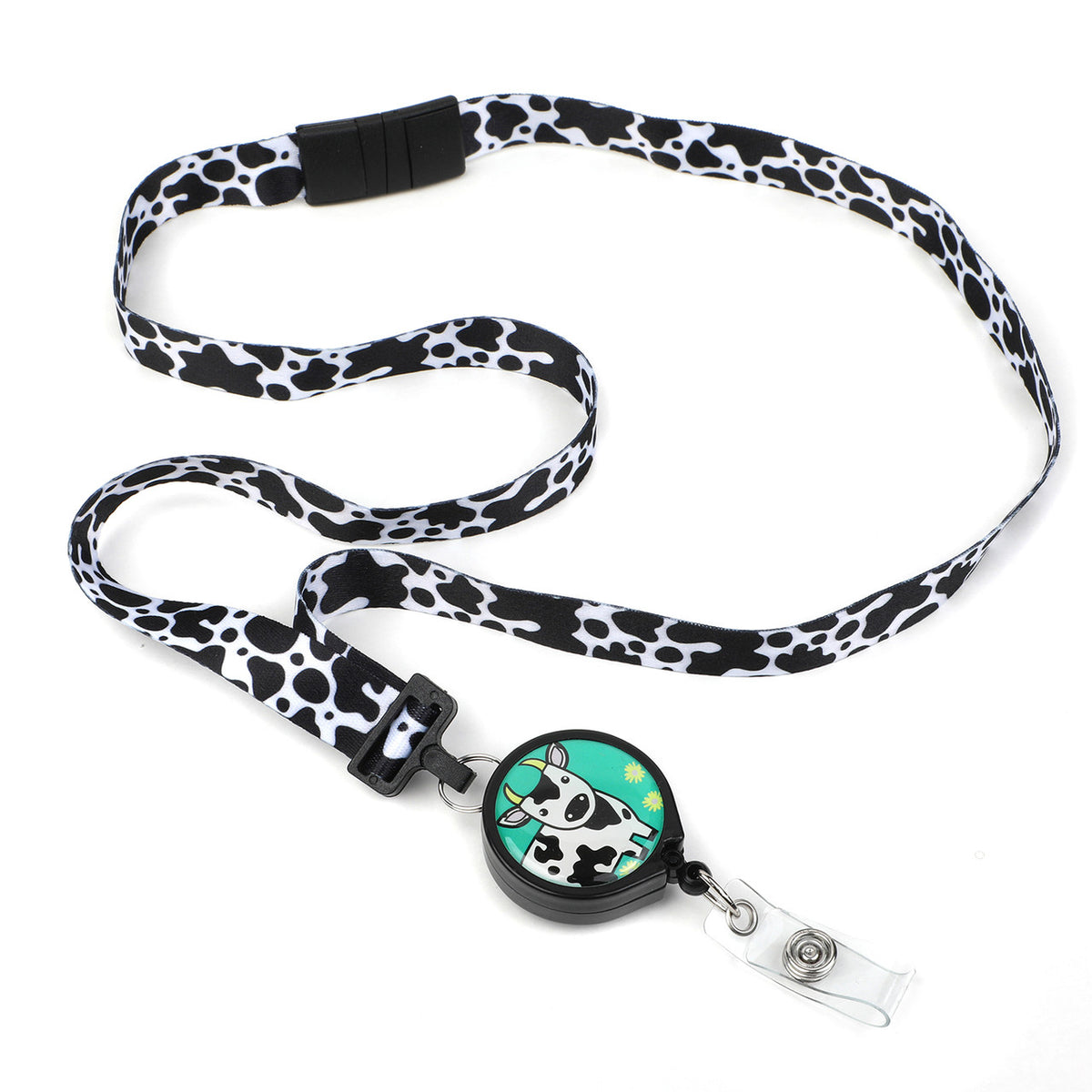 Spotty Cow Ribbon Lanyard with Reel