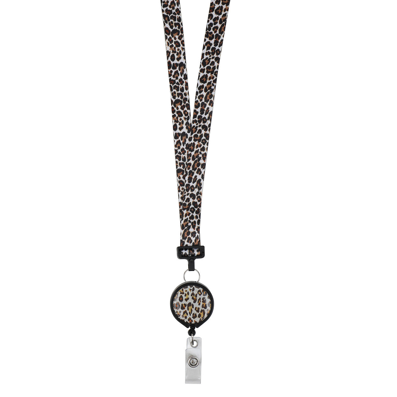 Leopard Chic Ribbon Lanyard with Reel