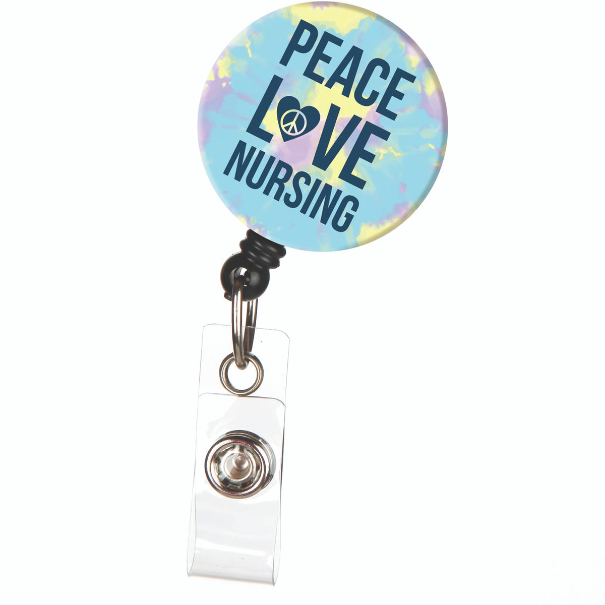 Peace Love Nursing Retractable ID Badge Reel