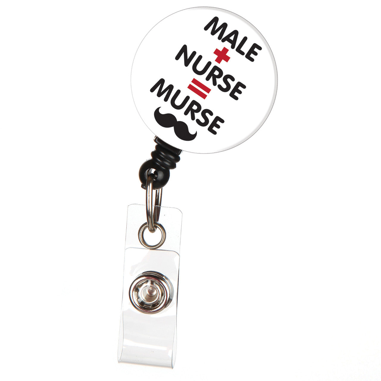 Male Nurse (Murse) Button Top ID Badge Reel