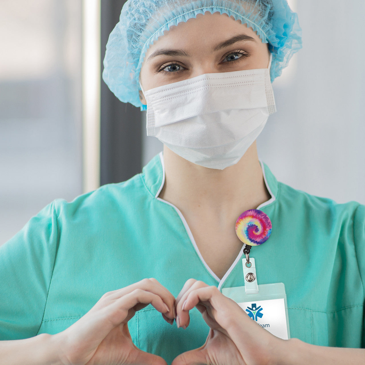 Rainbow Tie Dye Retractable ID Badge Reel