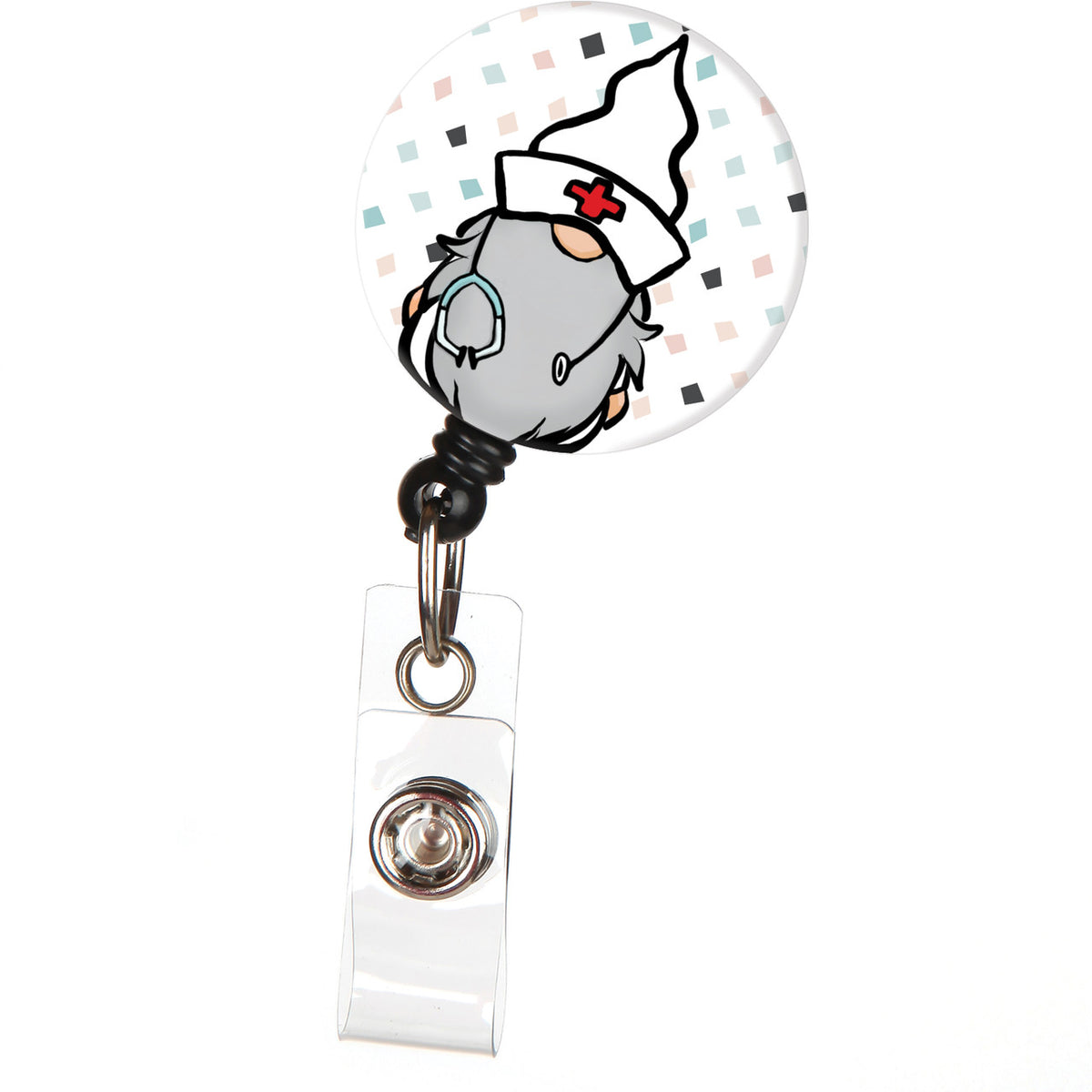 Gnome with Stethoscope Retractable ID Badge Reel