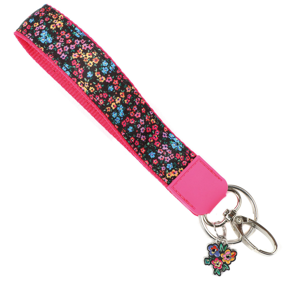 Pink Ditsy Wristlet with Charm