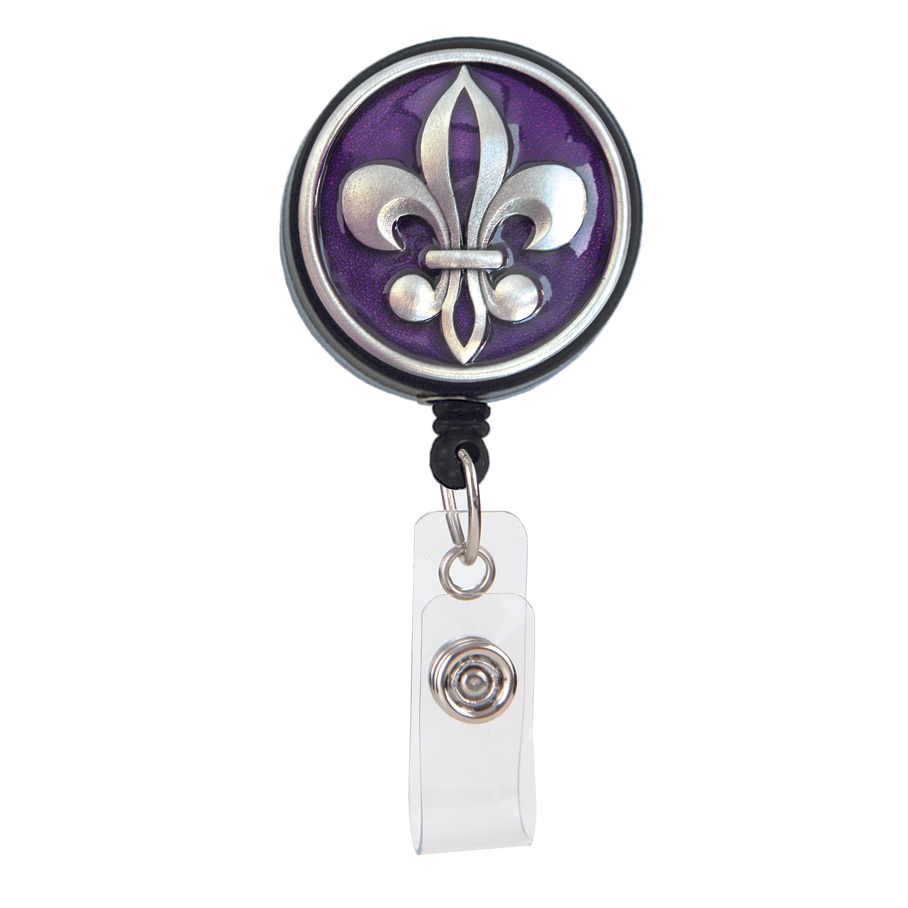 Purple Fleur de Lis Badge Reel