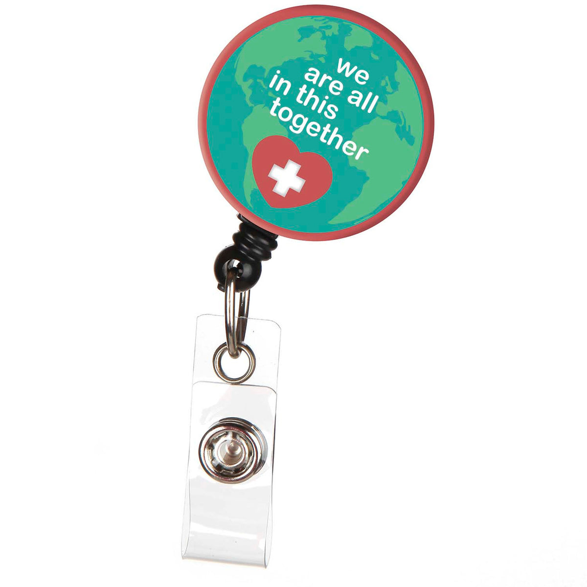 Together Red Heart Retractable ID Badge Reel