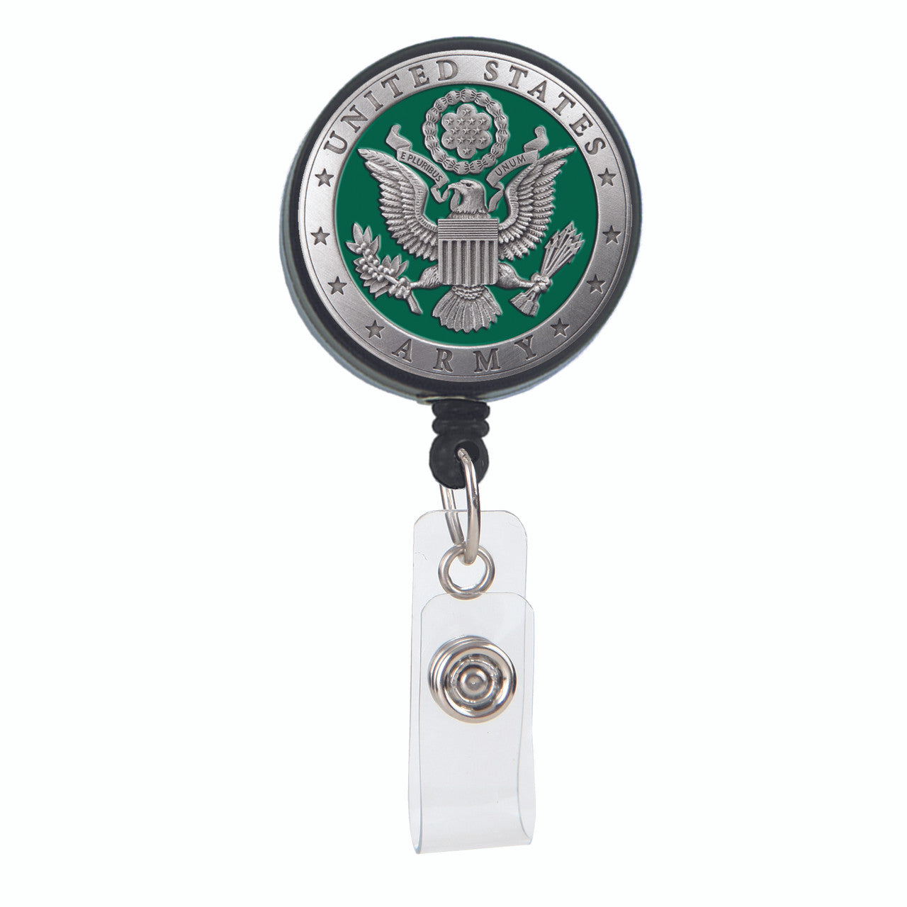 United States Army Crest Badge Reel - Green |  Small - 1.25 Swivel Clip