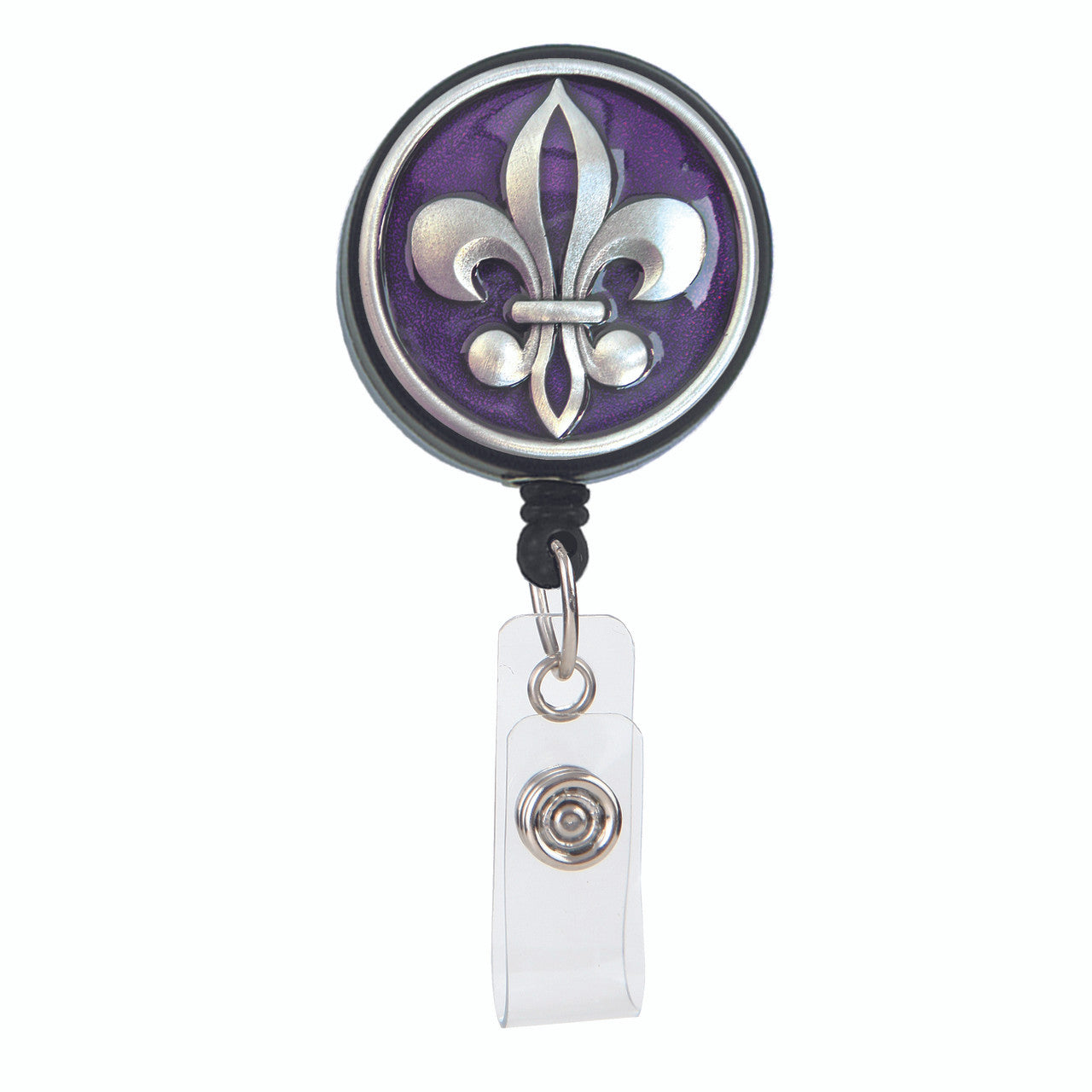Purple Fleur de Lis Badge Reel