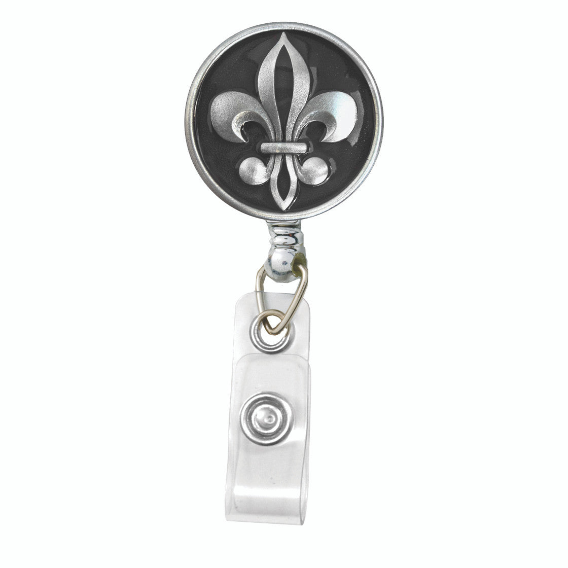 Black Fleur de Lis Badge Reel