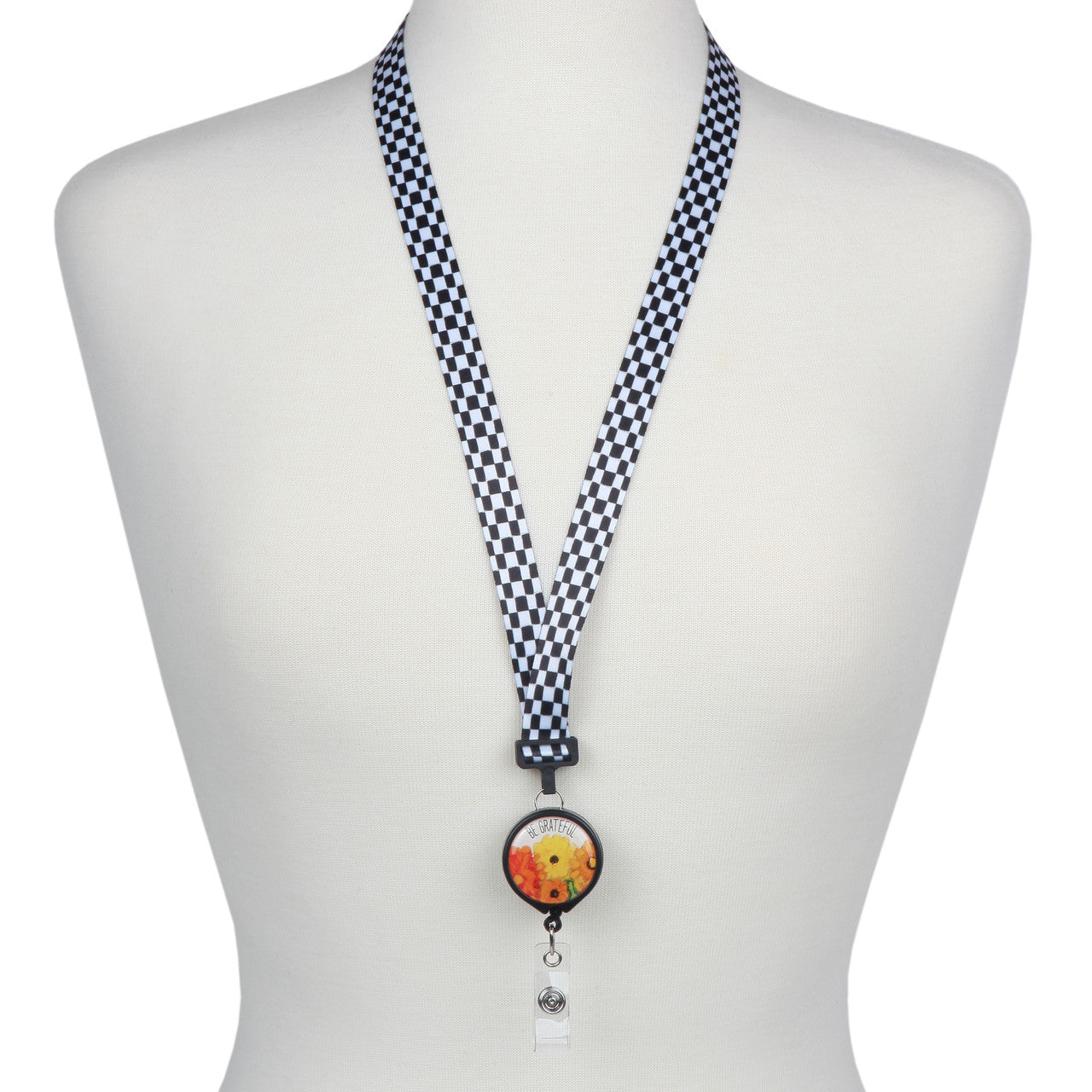 Be Grateful Ribbon Lanyard with Detachable Badge Reel