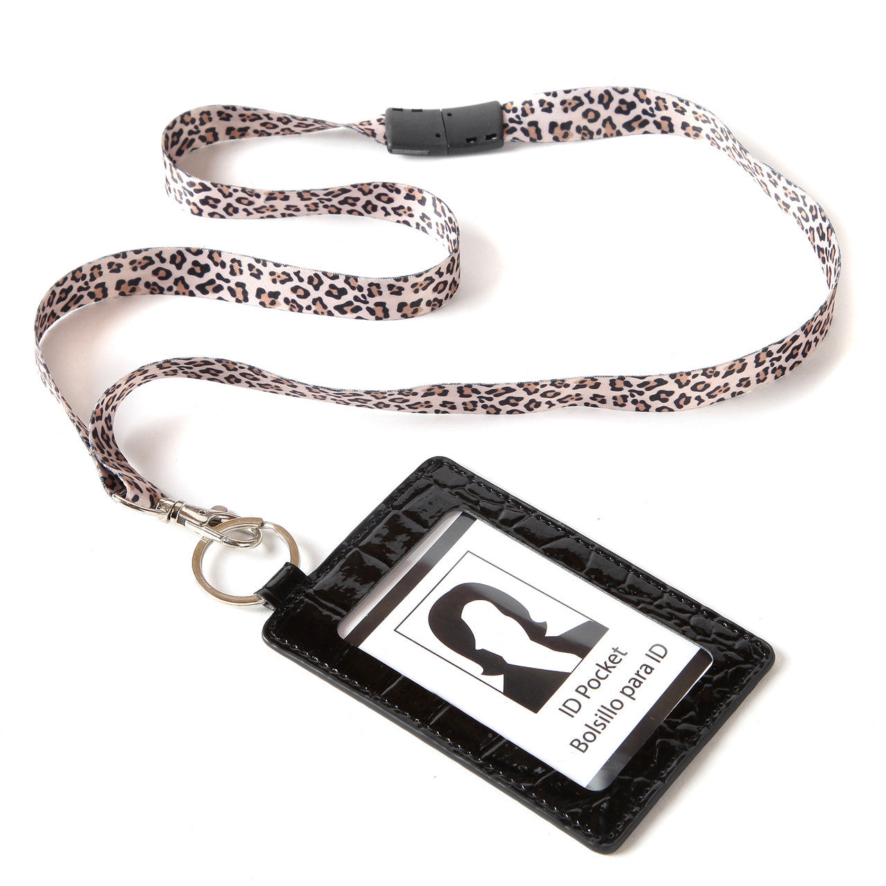 3 Piece Leopard Ribbon, Beaded Lanyard and ID Pocket Gift Set