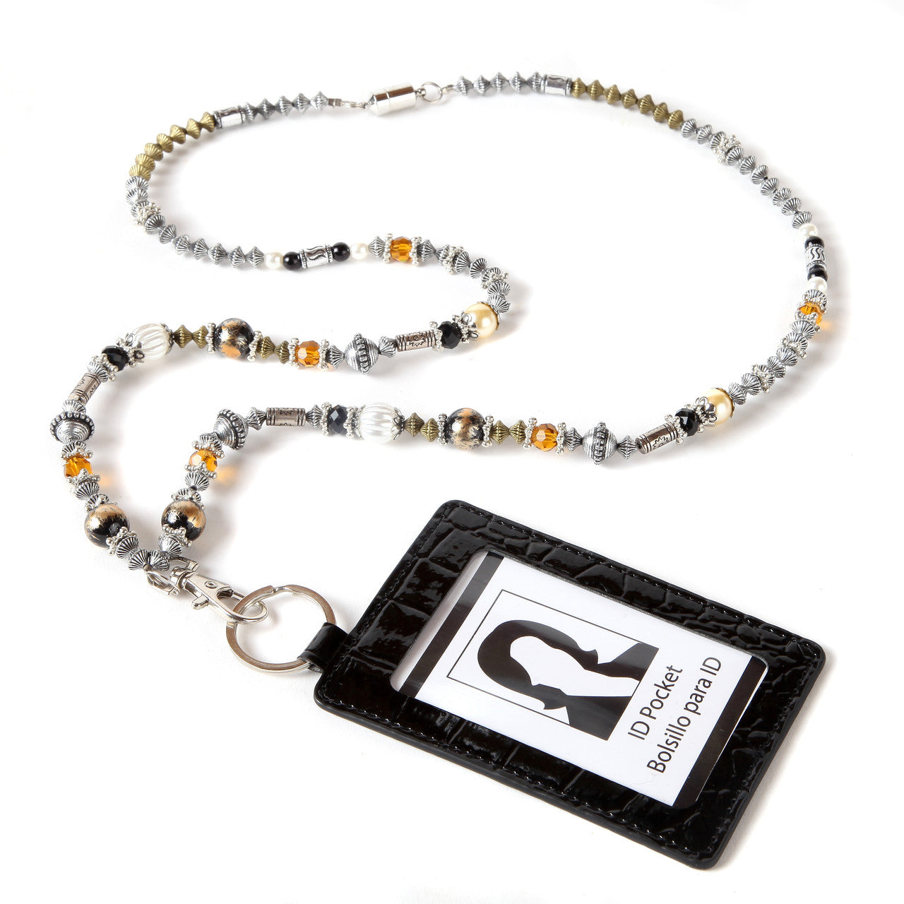 3 Piece Leopard Ribbon, Beaded Lanyard and ID Pocket Gift Set